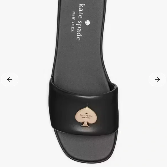 New Kate Spade Black Kendall Smooth Leather Slide Sandal - Picture 3 of 3